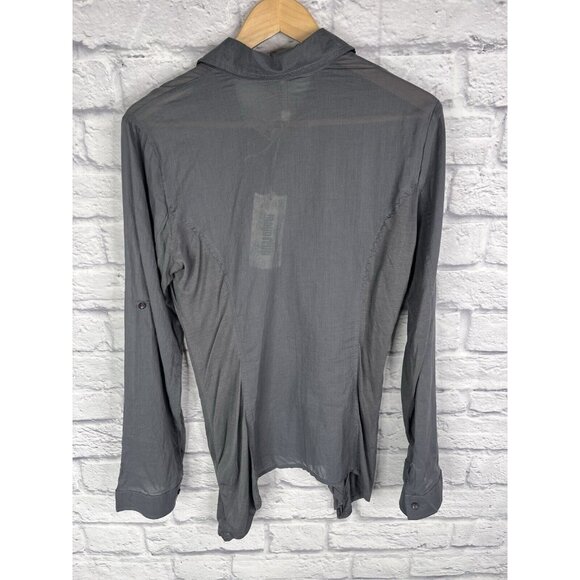 MONORENO Women's Gray Lightweight Semi-Sheer Button Down Blouse XL NWT - Picture 5 of 5